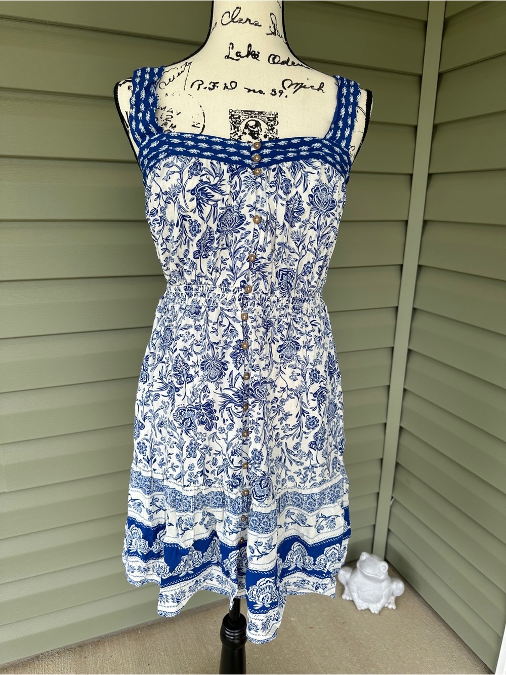 Knox Rose bright Blue and White Floral Sundress gorgeous size S flowy comfy cute